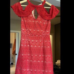 Francesca's red cold shoulder lace dress